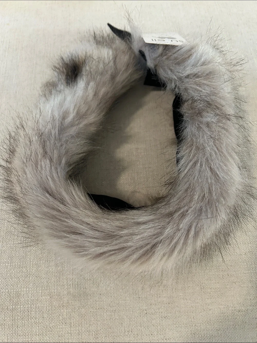 SURELL Faux Fur Headband/Scarf, Greys, NEW with tags